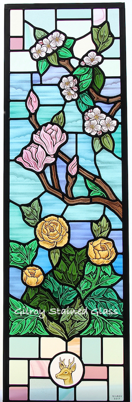 Bai Magnolia/Peony/Blossom window ©Gilroy Stained Glass