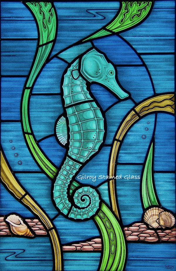 Seahorse ©Gilroy Stained Glass – Version 3a