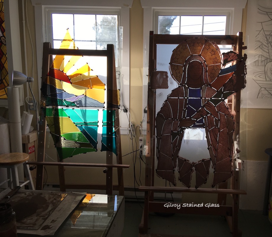 OLOV on the easel, matted pre-painting ©Gilroy Stained Glass