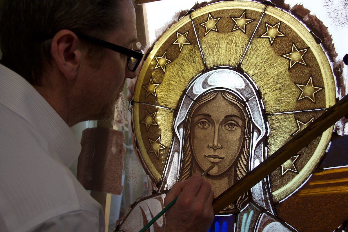 Painting Our Lady ©Gilroy Stained Glass