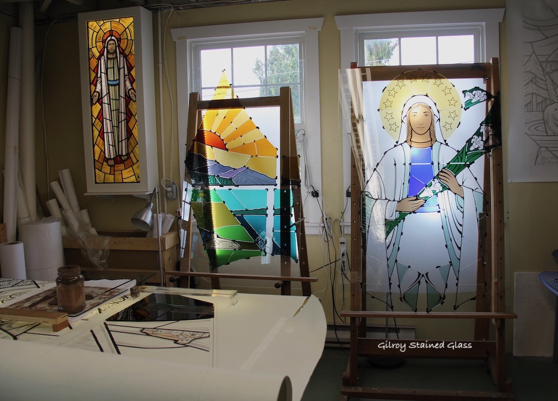Tracing completed, OLOV on the easel © Gilroy Stained Glass